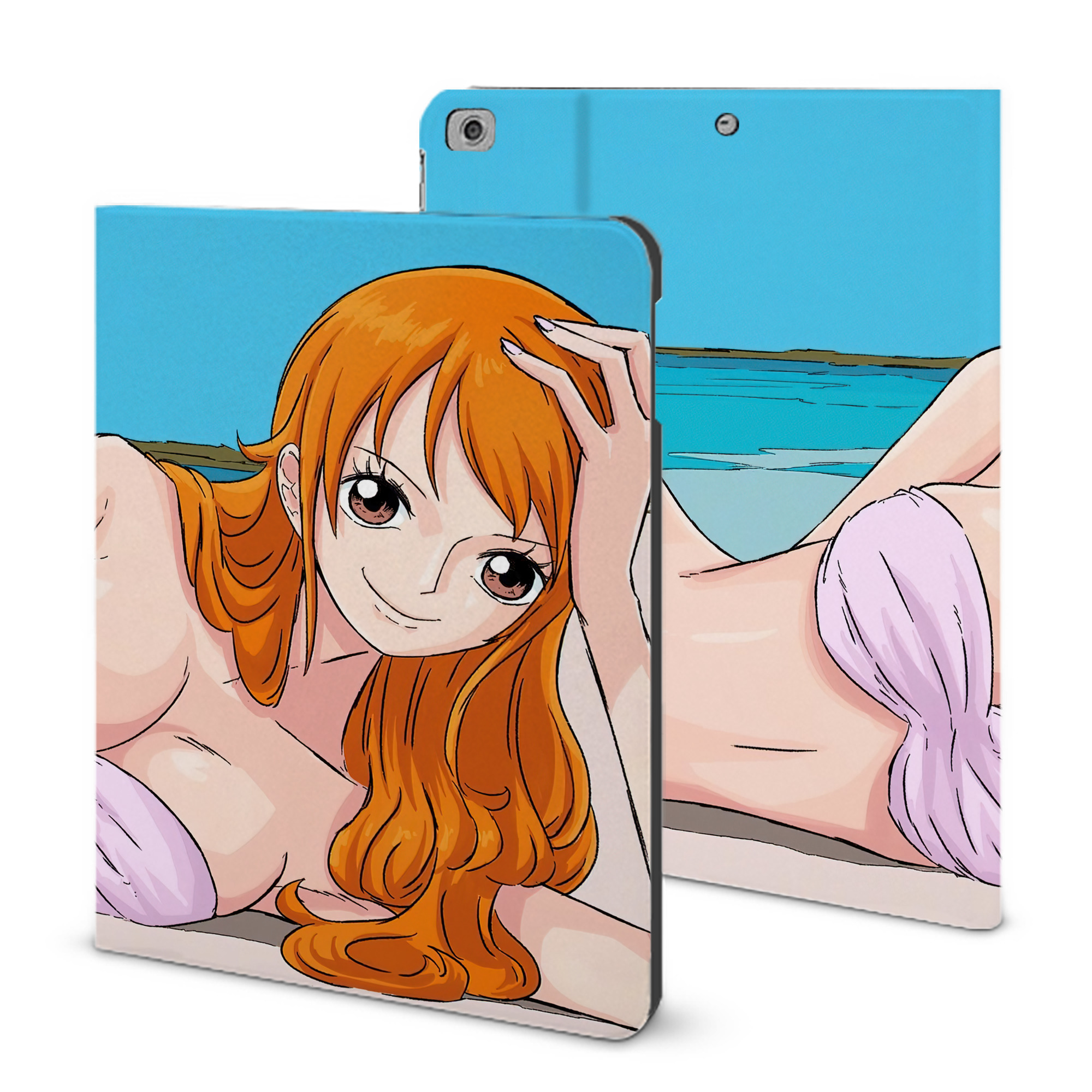 ワンピース ONE PIECE IPad ケース ブック型 PUレザー TPU 耐衝撃 軽量 薄型 ペン収納なし 全面保護 IPad 各モデル対応
